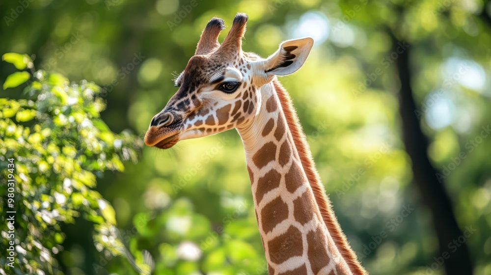 Fototapeta premium Majestic Giraffe in Lush African Landscape