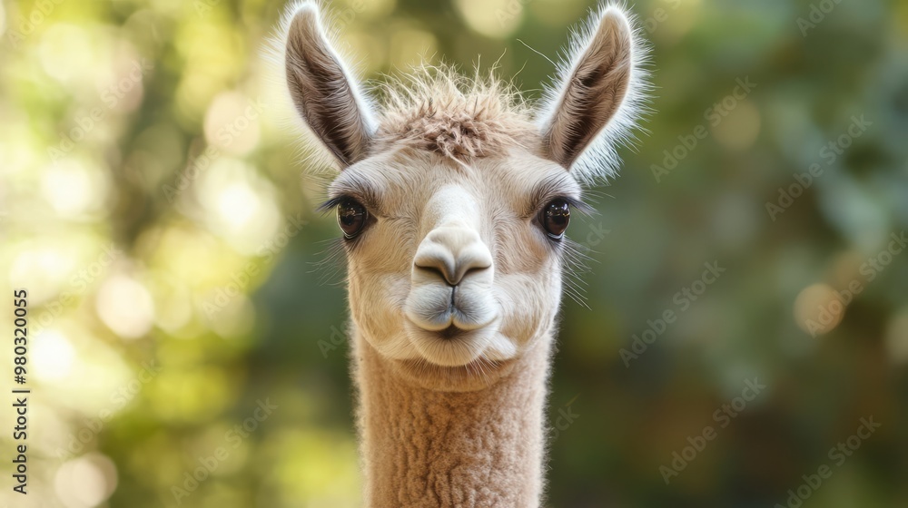 Obraz premium Curious and Friendly Llama in Lush Green Surroundings