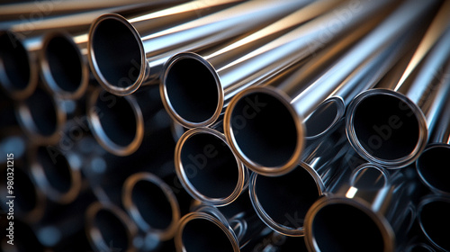 stainless steel pipes. The metallic sheen reflects precision, durability, and industrial strength, symbolizing progress, innovation, and resilience