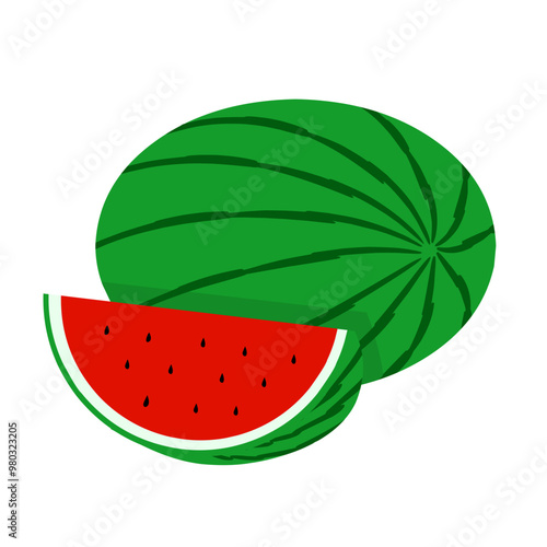Juicy Watermelon with slices illustration