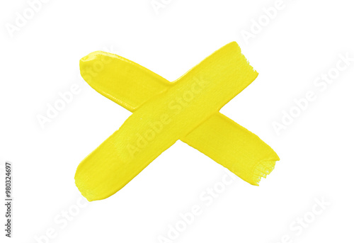 Obraz na płótnie Cross mark of Yellow brush isolated with transparent image. w salonie