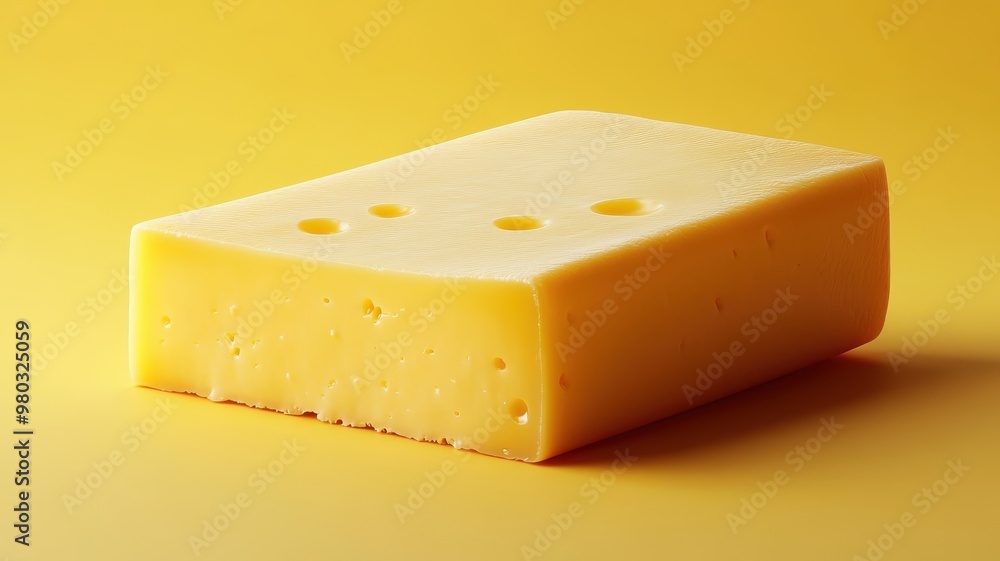 A minimalist flat design cheese block with simple shapes and a modern aesthetic.