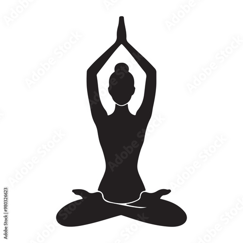  yoga women silhouettes vector art illustration.