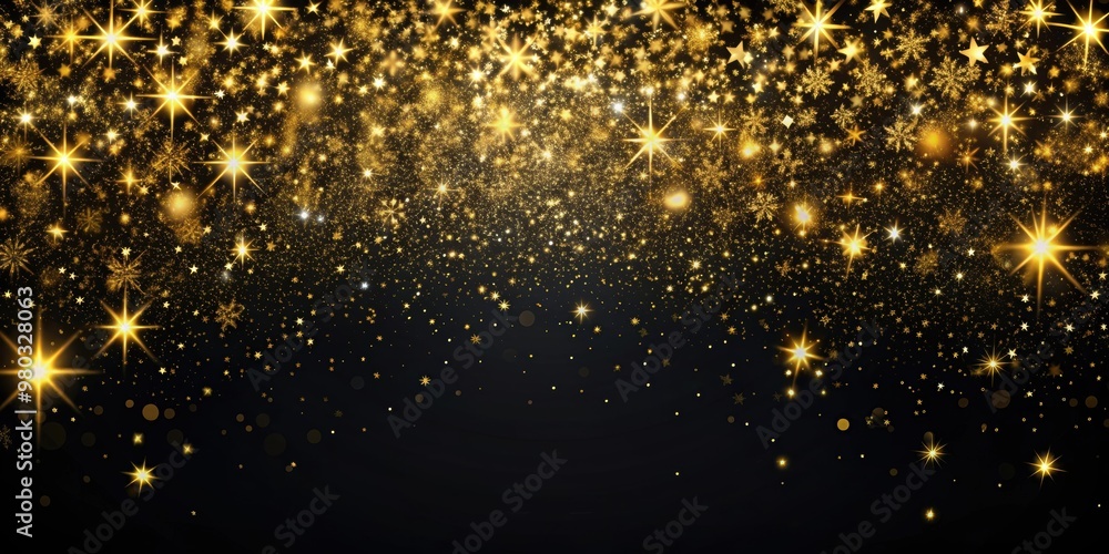 Black festive background with abstract scattering of gold sparkles, Holiday backdrop , celebration, shiny, festive, dark Black festive background with abstract scattering of gold sparkles, Holiday backdrop , celebration, shiny, festive, dark