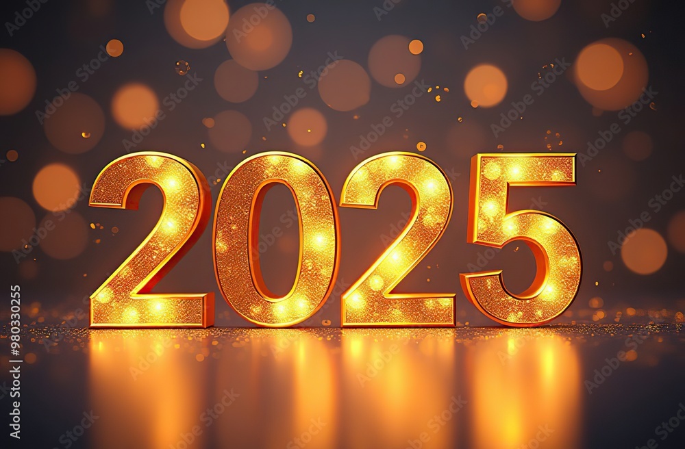 Shiny numbers 2025 and wishing a happy new year, new year card Shiny numbers 2025 and wishing a happy new year, new year card