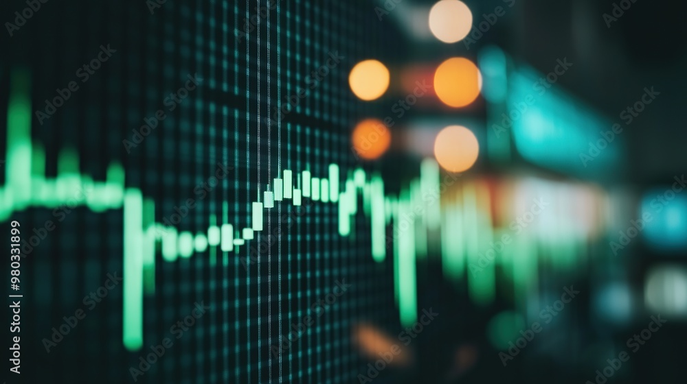 Close-up of a digital stock market screen displaying a dividend stock graph with a green upward trend line, symbolizing financial growth, investment success, and economic prosperity. 