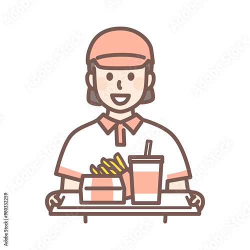 illustration of woman working at fast food restaurant