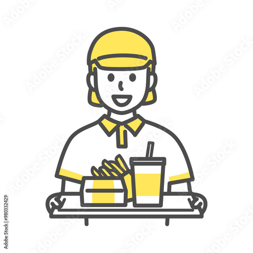 illustration of woman working at fast food restaurant