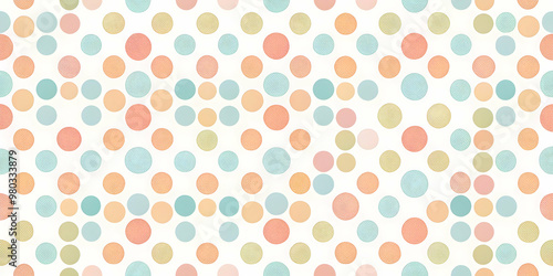 Retro polka dots in soft pastel colors against a white backdrop