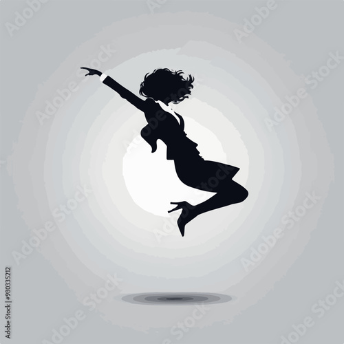 Free Vector silhouettes of business woman jumping vector illustration
