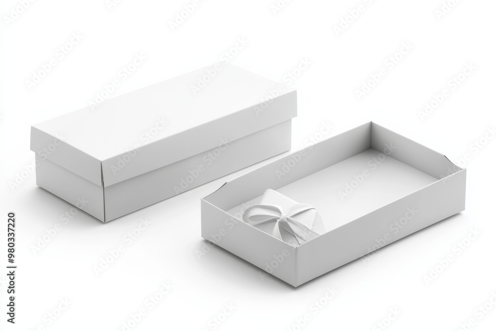Shoe Box Mockup on Isolated white Background created with Generative AI Shoe Box Mockup on Isolated white Background created with Generative AI