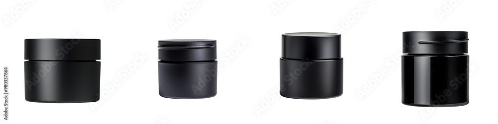 custom made wallpaper toronto digitalA set of elegant black jars designed for cream, lotion, or cosmetic products, perfect for professional or personal use. transparent background