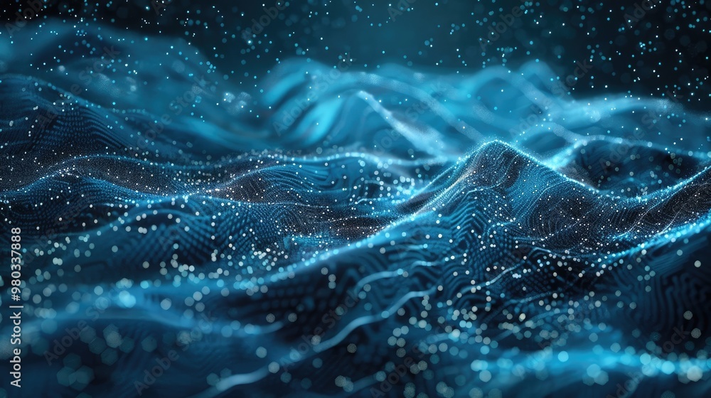 Abstract digital wave of particles. Futuristic point wave. Technology background Abstract digital wave of particles. Futuristic point wave. Technology background