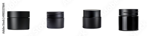 Wallpaper Mural A set of elegant black jars designed for cream, lotion, or cosmetic products, perfect for professional or personal use. transparent background Torontodigital.ca