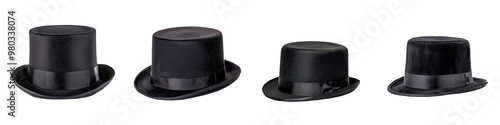 A stylish collection of black hats showcasing various designs and shapes for elegant fashion statements. transparent background