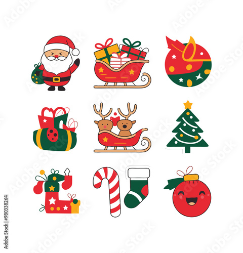 Cute Christmas Vector illustration set