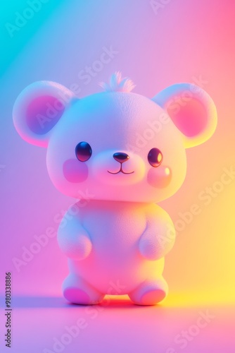 Cute cartoon bear in neon lights.