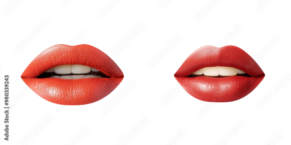 Close-up of two sets of lips showcasing different lip colors and styles, perfect for beauty and cosmetic themes. transparent background Close-up of two sets of lips showcasing different lip colors and styles, perfect for beauty and cosmetic themes. transparent background