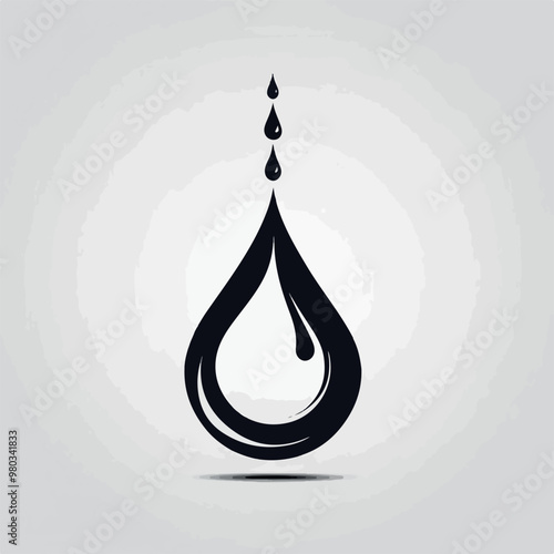 A black and white logo of a drop of water
