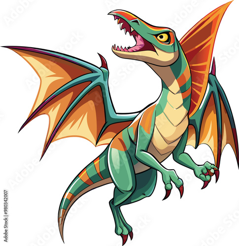 Pteranodon dinosaur sticker vector design