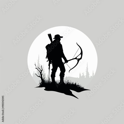 A silhouette of a hunter man
