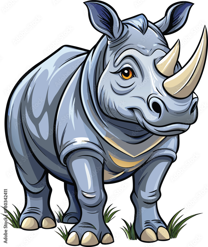 Obraz premium Rhino mascot sticker vector design