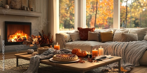 A room decorated for thanksgiving photo