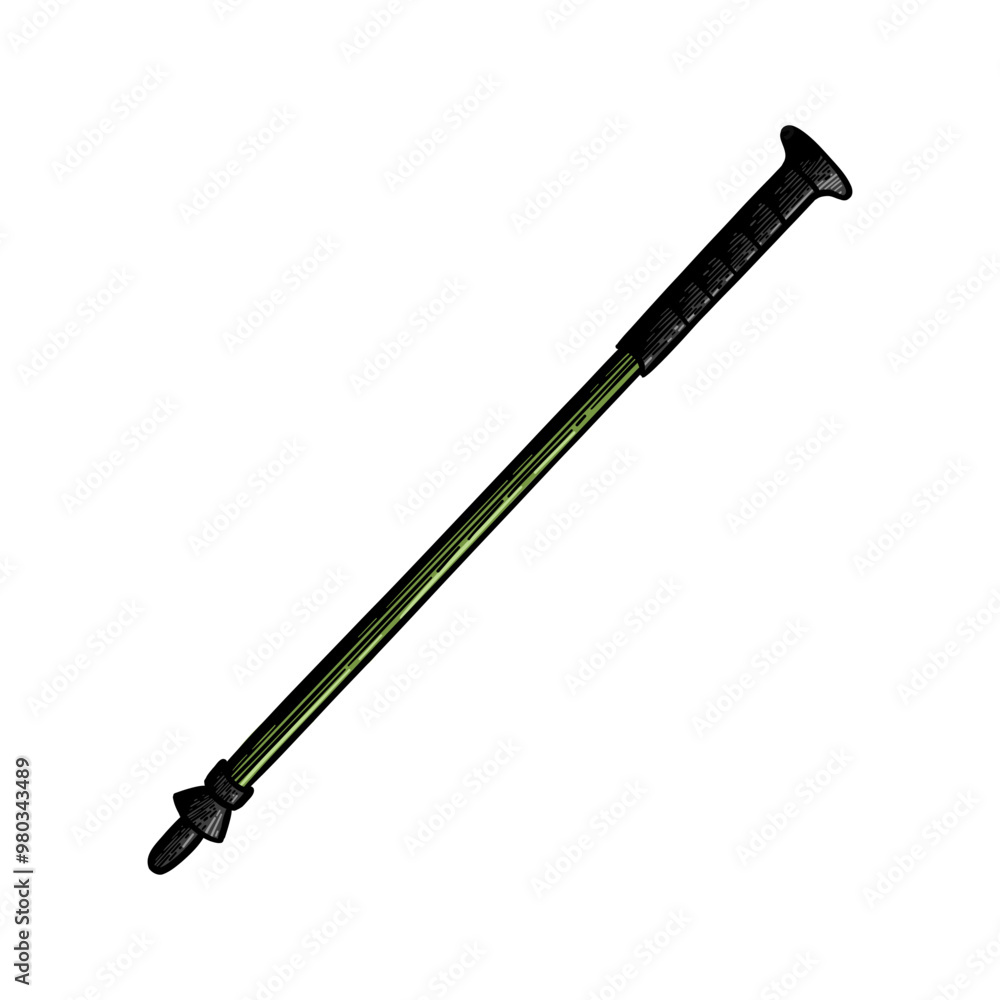 hand drawn trekking pole colored illustration hand drawn trekking pole colored illustration