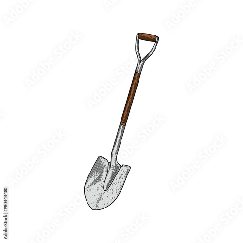 hand drawn shovel colored illustration