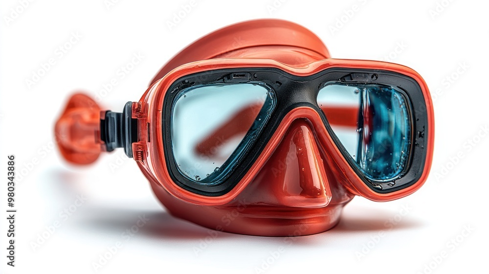 A vibrant orange snorkel mask designed for underwater exploration. A vibrant orange snorkel mask designed for underwater exploration.