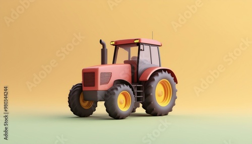 A vibrant cartoon tractor on a colorful background, perfect for agricultural themes and children's illustrations.