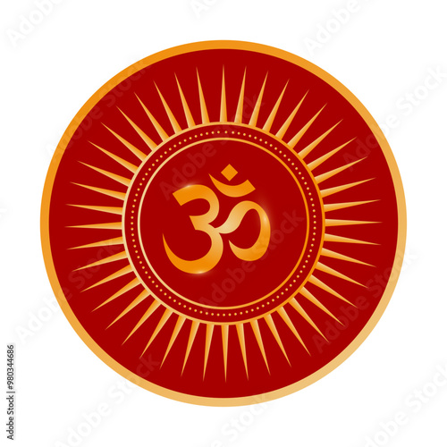 Vector minimalistic illustration of the sacred religious symbol of Hinduism OM mantra