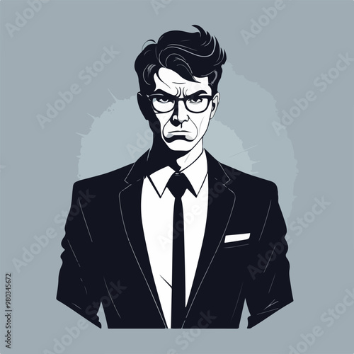 Fearfully disgusted business illustration man
