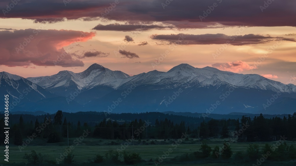 Obraz premium Serene Mountain Landscape at Dusk