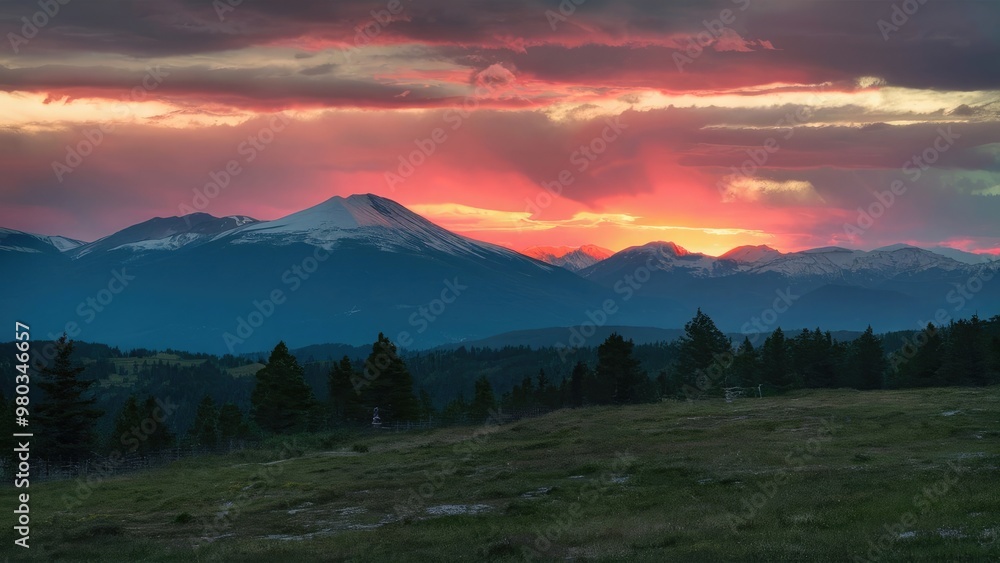Obraz premium Serene Mountain Landscape at Dusk