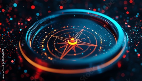 Wallpaper Mural Vibrant compass close-up featuring a colorful design against a sparkly background, symbolizing navigation and exploration. Torontodigital.ca