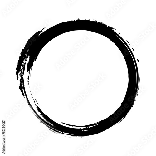 筆で描いた和風の円