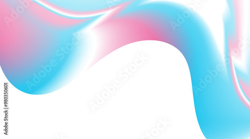 Abstract blue and pink glossy waves futuristic artistic background. Holographic retro vector design