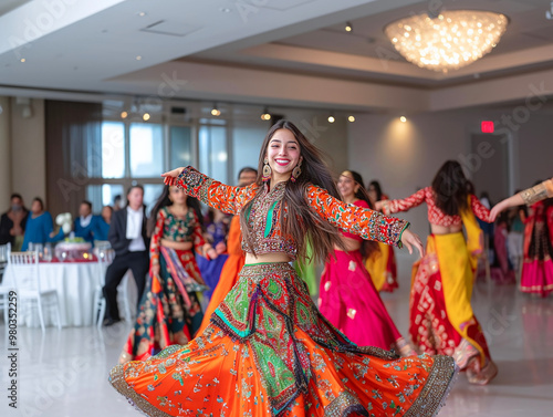 Indian women performing garba dance.