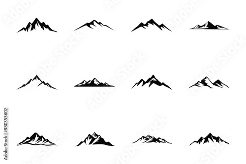 mountain silhouette icon vector set for logo design template