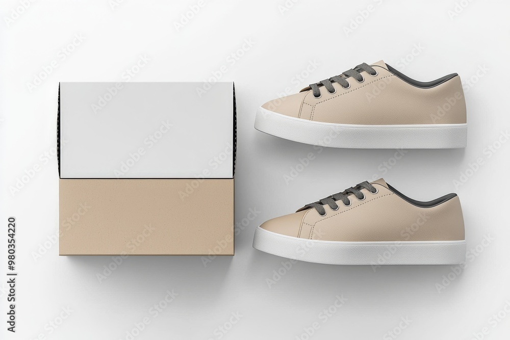Fototapeta premium Shoe Box Mockup on Isolated white Background created with Generative AI
