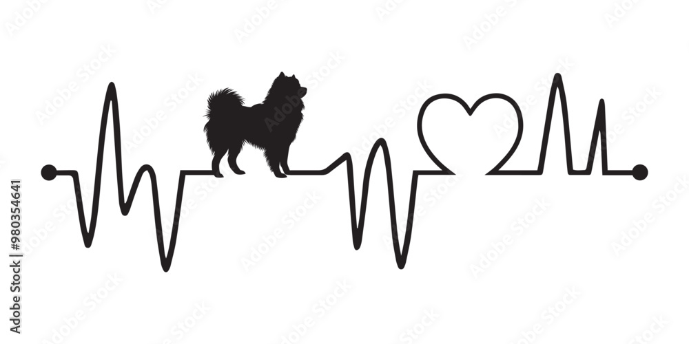 Heartbeat line with Samoyed Dog silhouette, Dog and Heartbeat frequency with Heart Love vector illustration
Heartbeat line with Samoyed Dog silhouette, Dog and Heartbeat frequency with Heart Love vector illustration