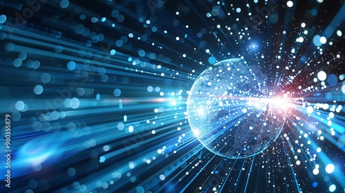 Speedy Data Transfer on Tech Globe, Business Theme, Background, Technology, Networking, Digital