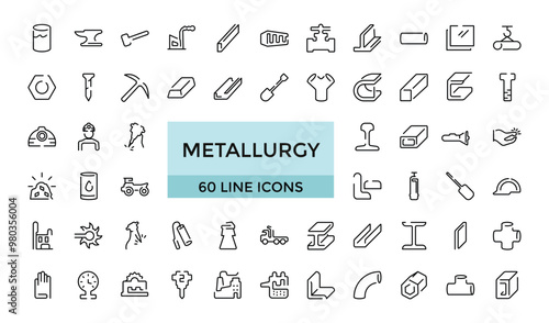 Metallurgy Thin Line Icons Set. Steel And Metal Tube Metallurgy Production Concept Linear icon, Outline icons collection. Simple and editable vector illustration.