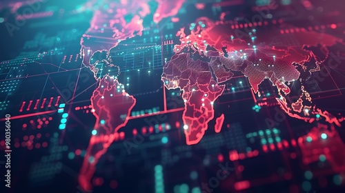 Speedy tech grid on world map business theme, background, plain background, connectivity, data