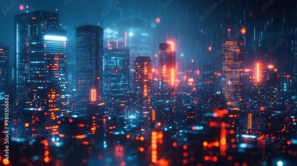 A vibrant cyberpunk cityscape illuminated by glowing lights, showcasing advanced technology and the lively atmosphere of a futuristic urban environment at night A vibrant cyberpunk cityscape illuminated by glowing lights, showcasing advanced technology and the lively atmosphere of a futuristic urban environment at night
