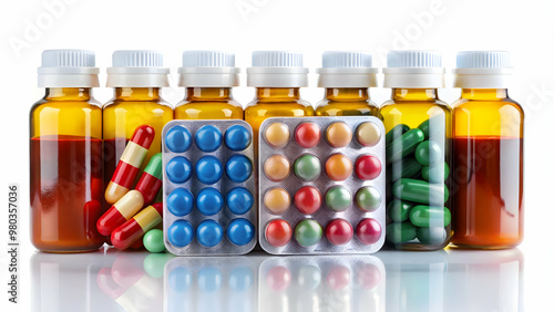 The modern pharmacopeia captured in one image – a colorful assortment of pills and medicines designed to promote health and wellness.