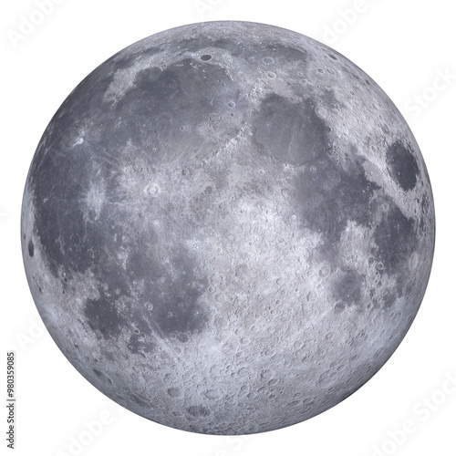 3D Realistic Moon Planet Illustration Transparent Background