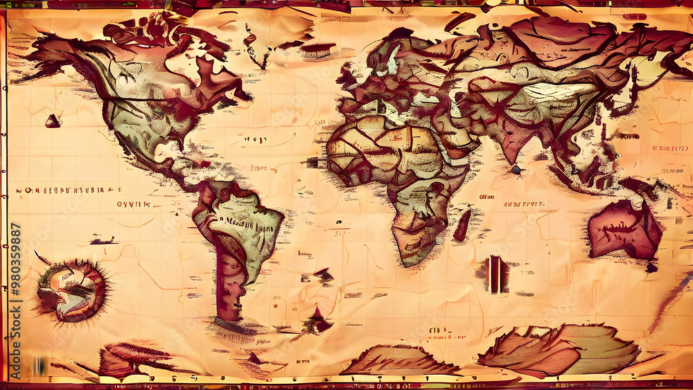 Fototapeta premium ancient map of the world