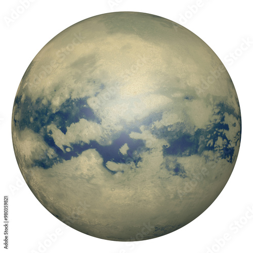 3D Realistic Titan Planet Illustration Transparent Background
